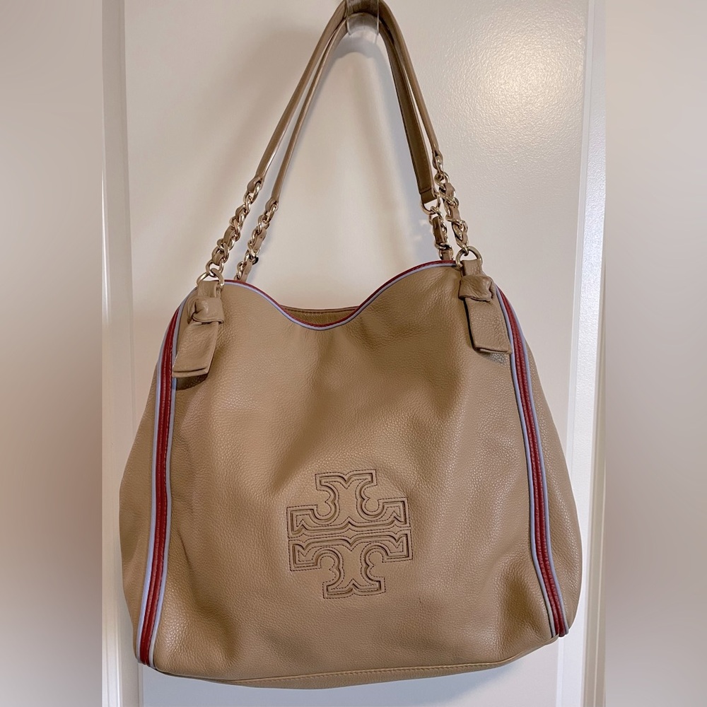Tory Burch Bedrock Striped Tan Harper Tote - Rare